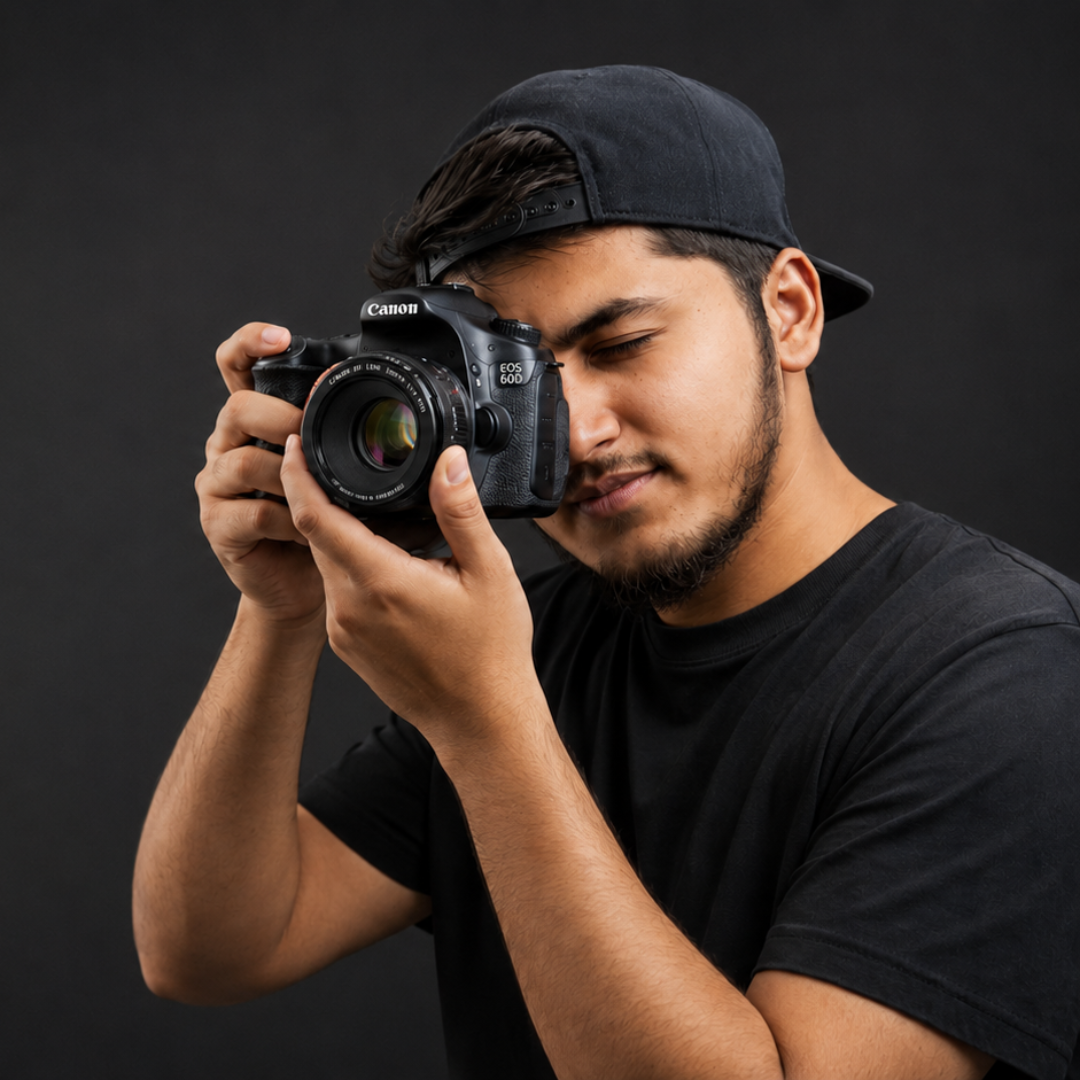 Mirza Rameez Baig with camera